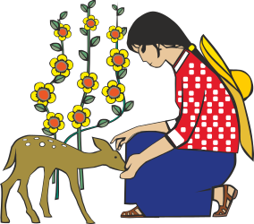 Woman Kneeling to Pet Dog - Heartwarming Clipart Scene