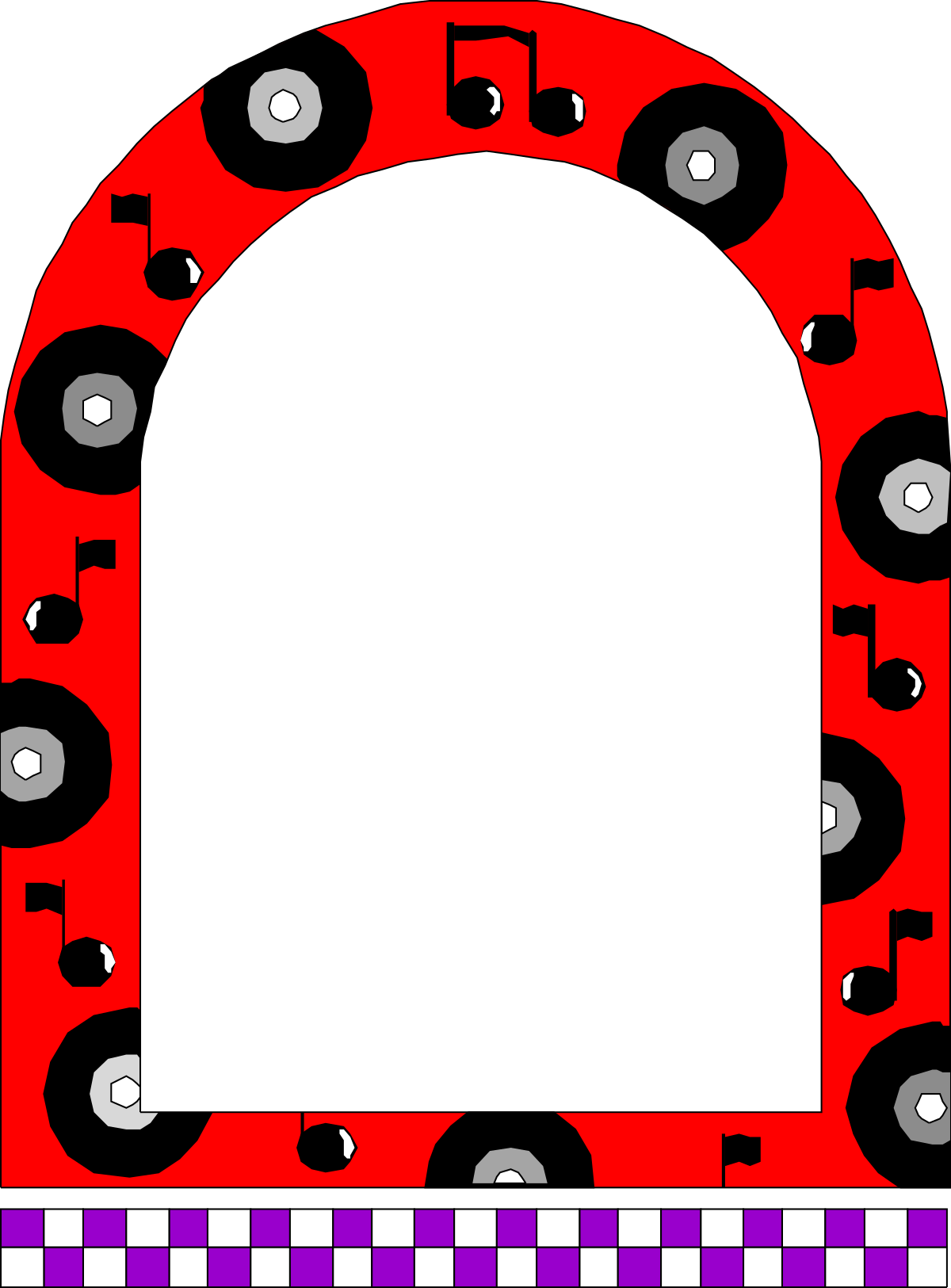 Checkered Borders for Leisure Themes: Red and Black Fifties Clipart