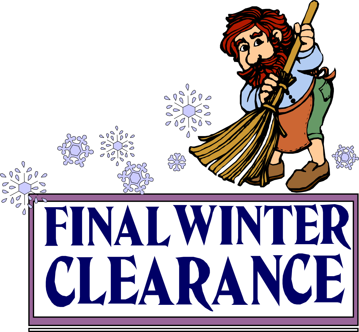 Woman Sweeping Snow with Broom - Winter Clipart Scene