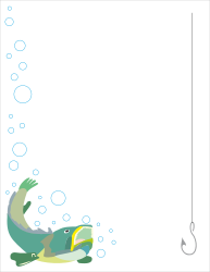 BORDERS AND ANIMALS: Playful Fishing Fish with Bubbles Clipart