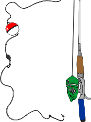 Fishing Rod Clipart: Vibrant Borders for Leisure Activities