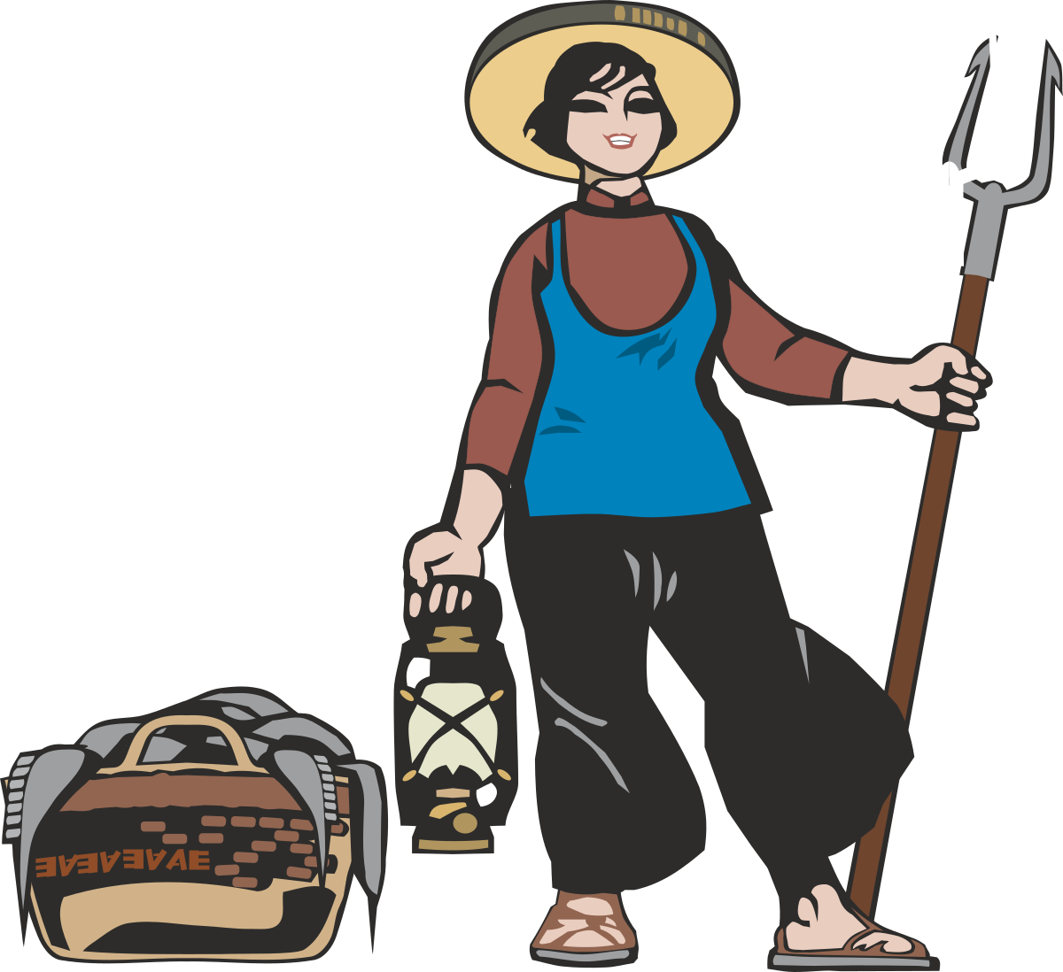 Shovel and Bag Clipart: A Man in Action