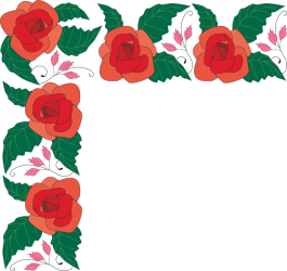 Elegant Red Rose Border Clipart with Lush Green Leaves