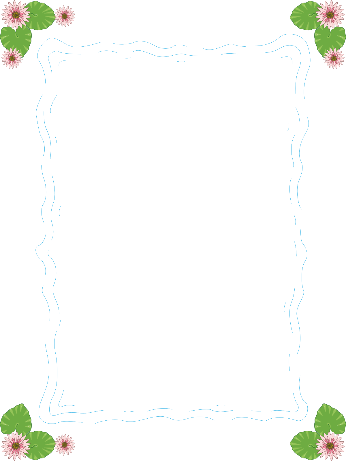 a square frame with flowers and leaves clip art png transparent Beautiful Floral Borders with Water Lilies - Elegant Clipart Design