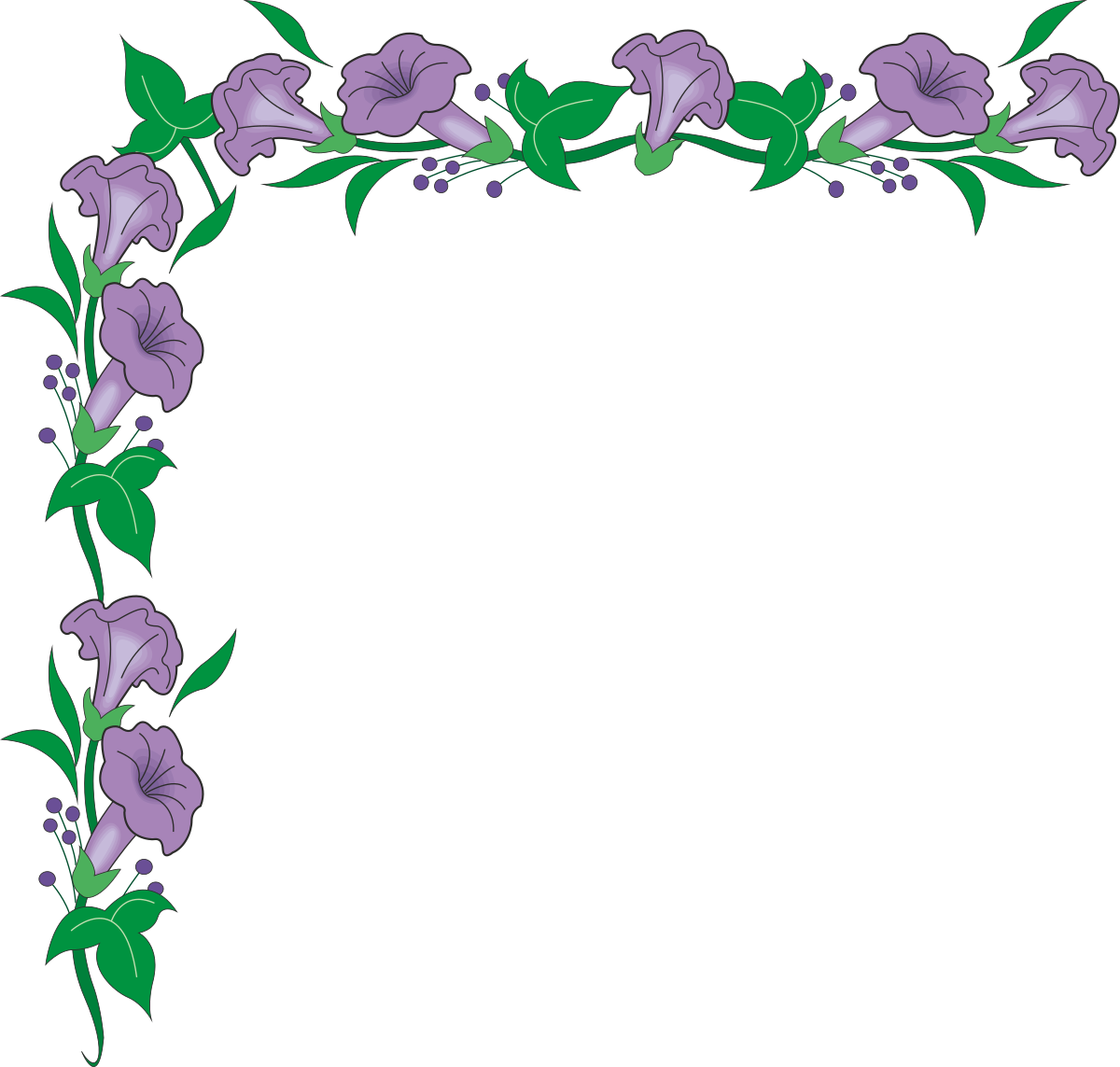 Floral Borders with Orchids and Green Leaves - Beautiful Clipart