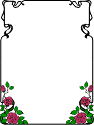 Elegant Pink Roses & Green Leaves Clipart on Black Background