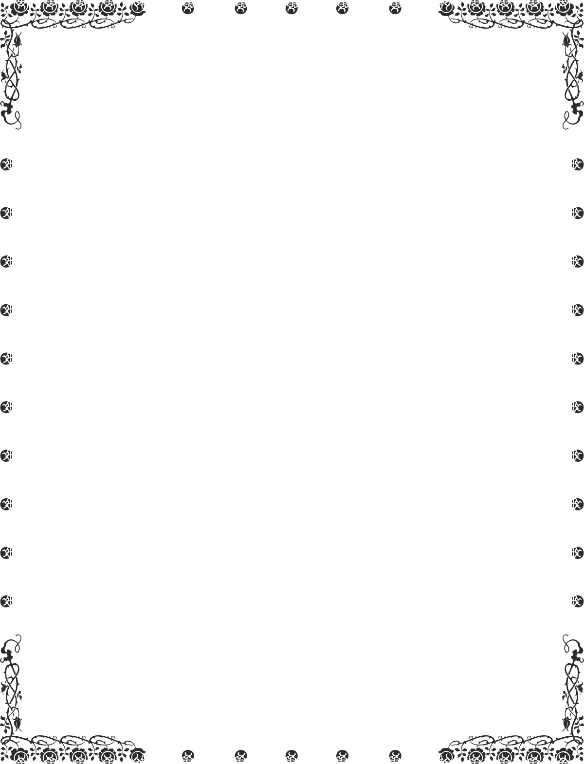 Floral Border Clipart: Elegant Black and White Decorative Frame