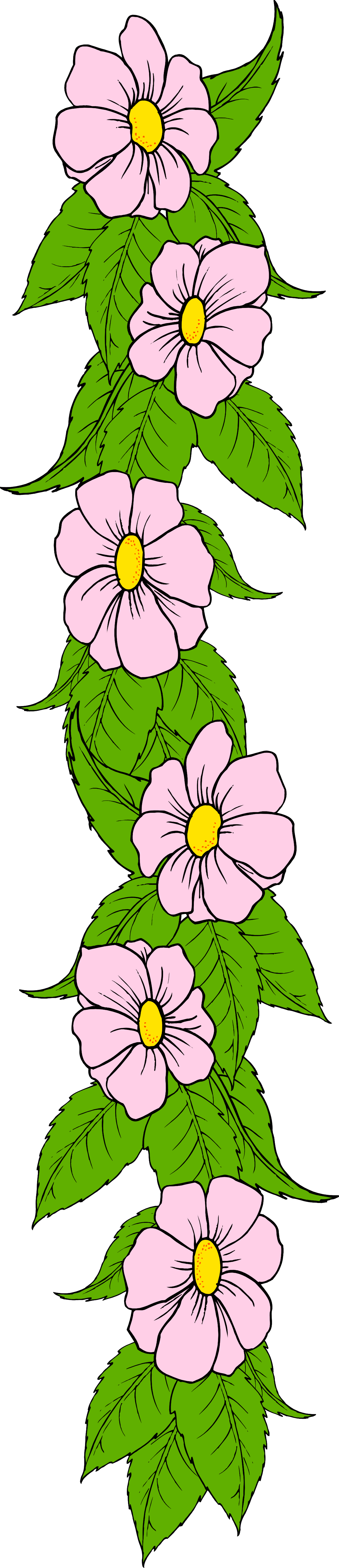 a bunch of pink flowers with green leaves clip art png transparent Pink Flowers and Green Leaves Clipart - Vibrant Borders for Visual Appeal