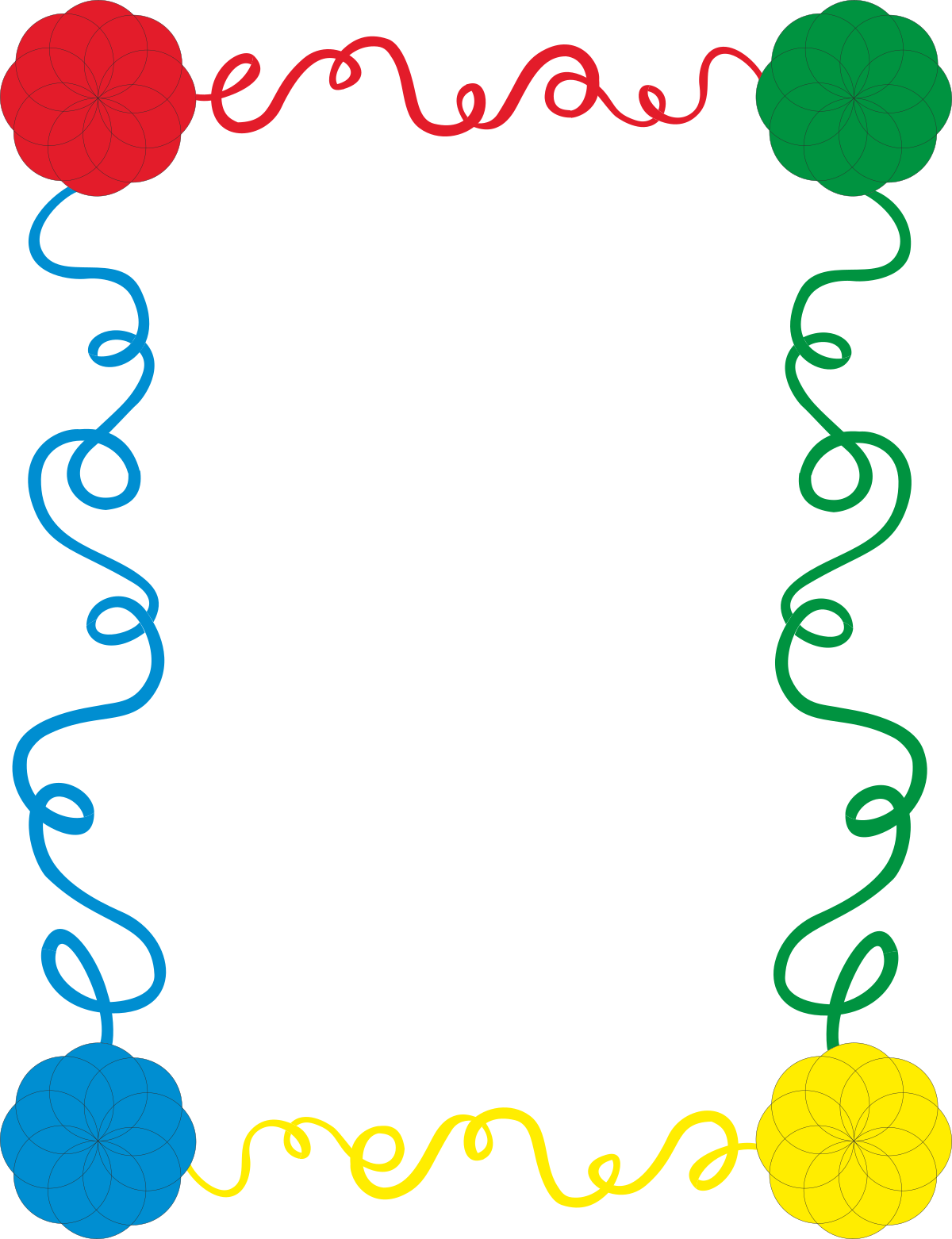 Colorful Floral Borders with Plants and Ribbons - Clipart for Creative Projects