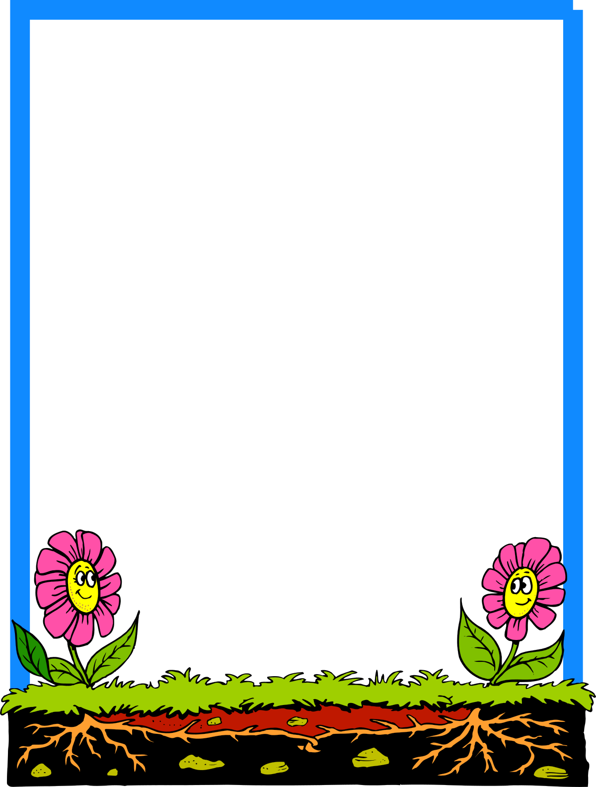 a blue frame with flowers and grass clip art png transparent Beautiful Floral Borders and Grass Clipart for Creative Projects