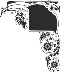 Borders with Flower and Gun Silhouette Clipart in Black and White