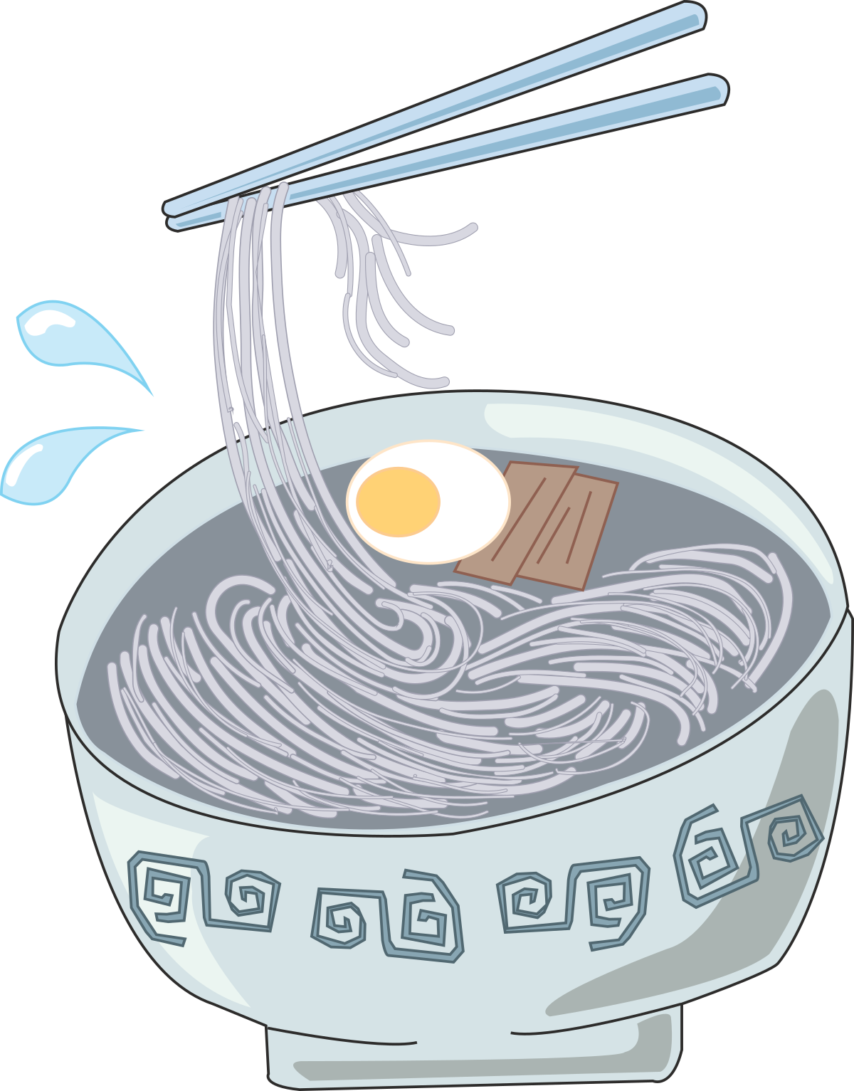 Noodles Bowl Clipart: Fork and Chopsticks Delight