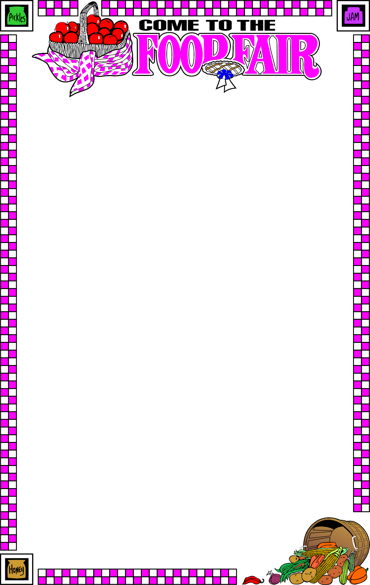 Ladybug Clipart with Black and Pink Frame - Playful Borders for Food Fair Designs
