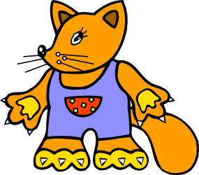 Cartoon Cat in Purple Shirt and Yellow Shoes - Fun Clipart for All Uses