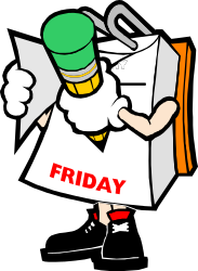 Friday Celebration Cartoon Character Holding Paper Clipart