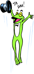 Cartoon Frog with Hat and Canoe Clipart
