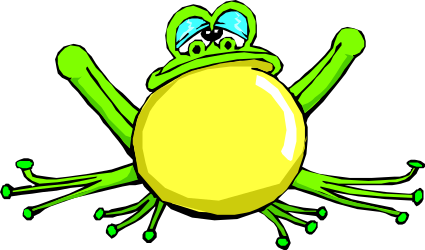 Cartoon Frog with Big Yellow Ball Clipart
