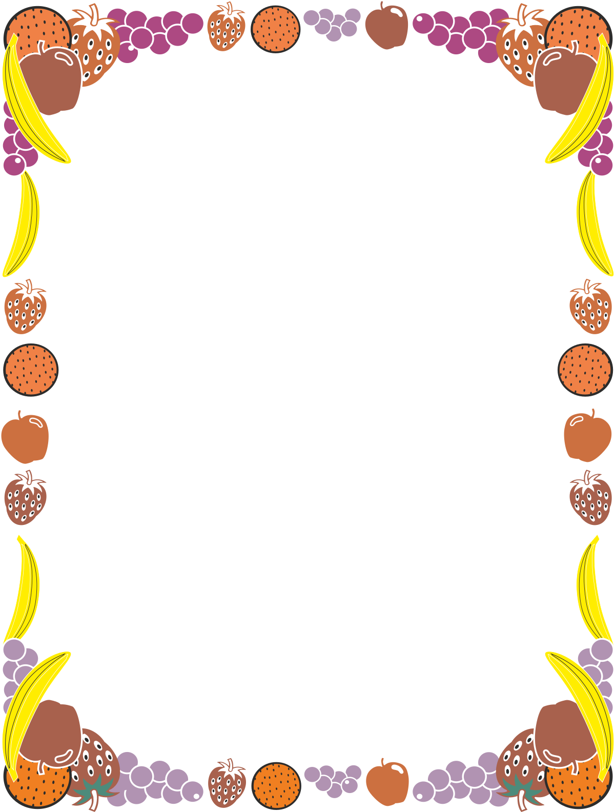 Borders and Plants Frame with Colorful Fruits and Vegetables Clipart
