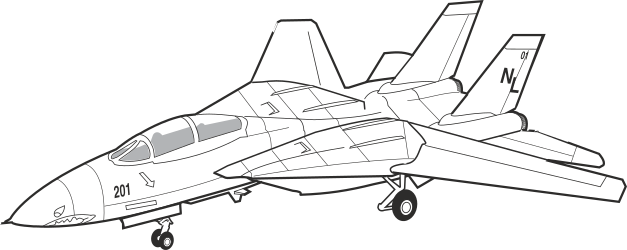 Jet Clipart: Striking Black and White Outline for Dynamic Designs