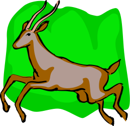 Deer Running Across Green Field - Vibrant Nature Clipart