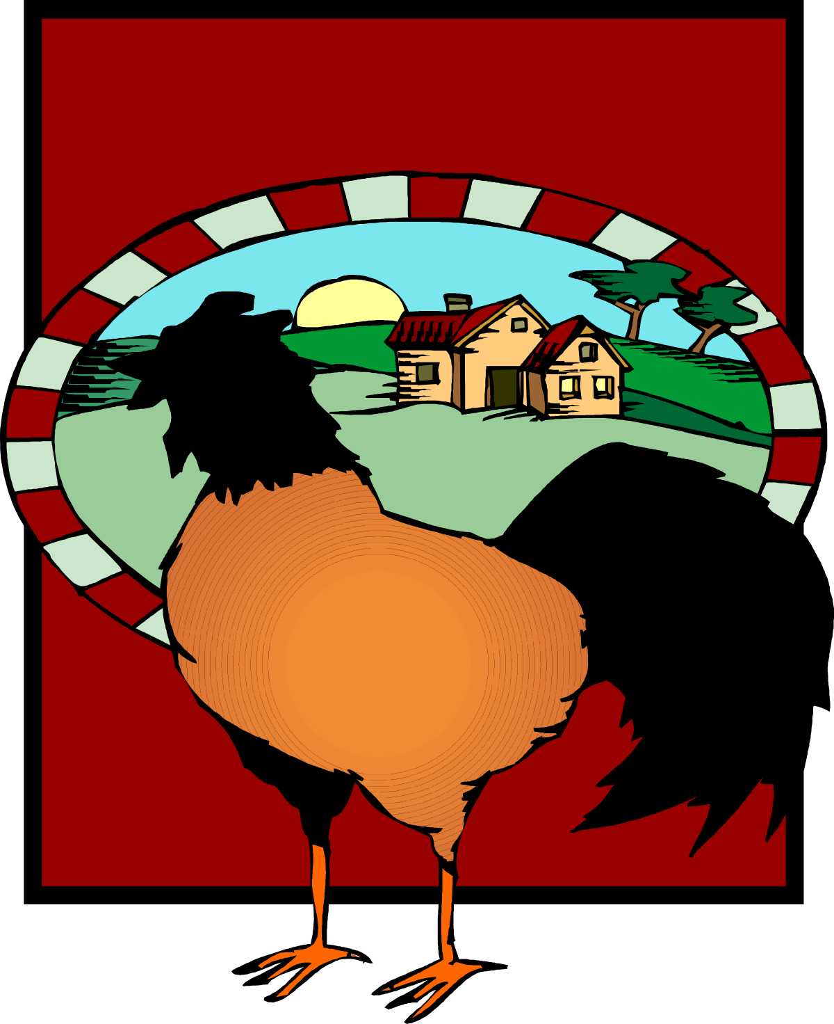 a chicken standing in front of a house clip art png transparent Chicken in Front of House Clipart: Charming Farmyard Scene