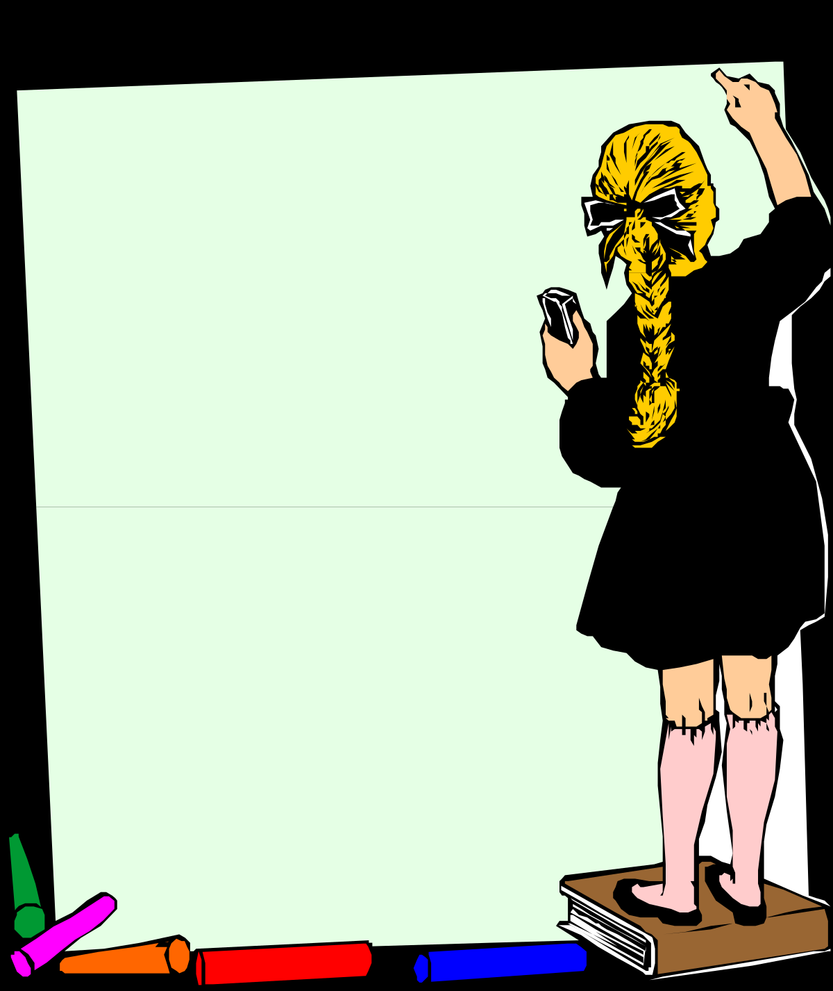 Borders and People: Girl Standing on a Podium with Cell Phone Clipart