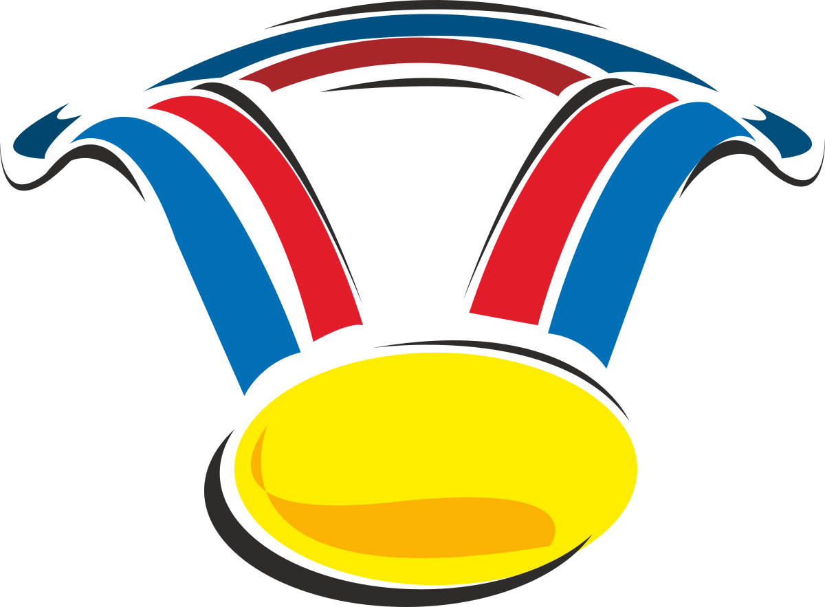 Medal with Red, Blue and Yellow Ribbon Clipart