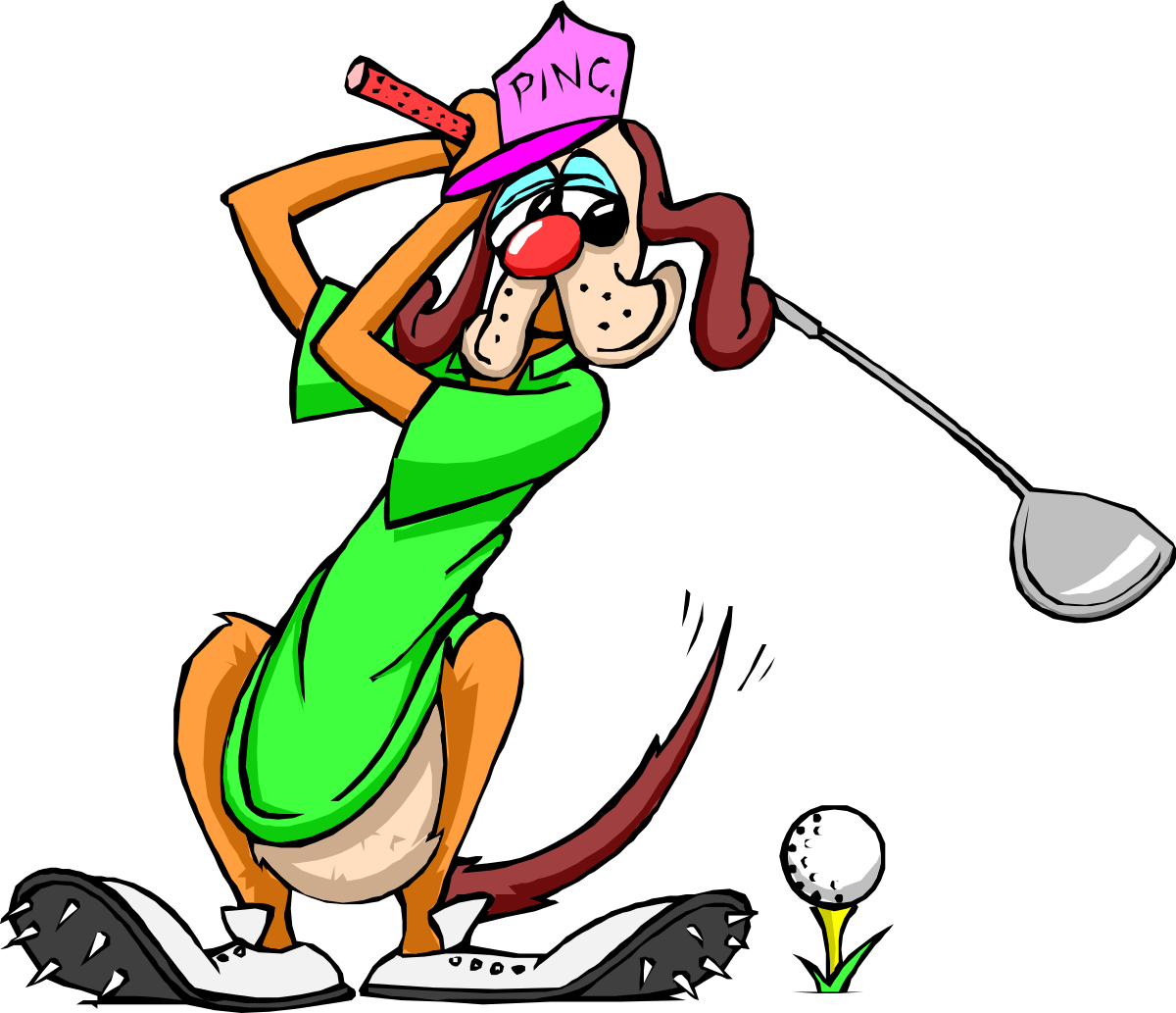 Cartoon Golfer Swinging Club - Fun Clipart for Sports Themes