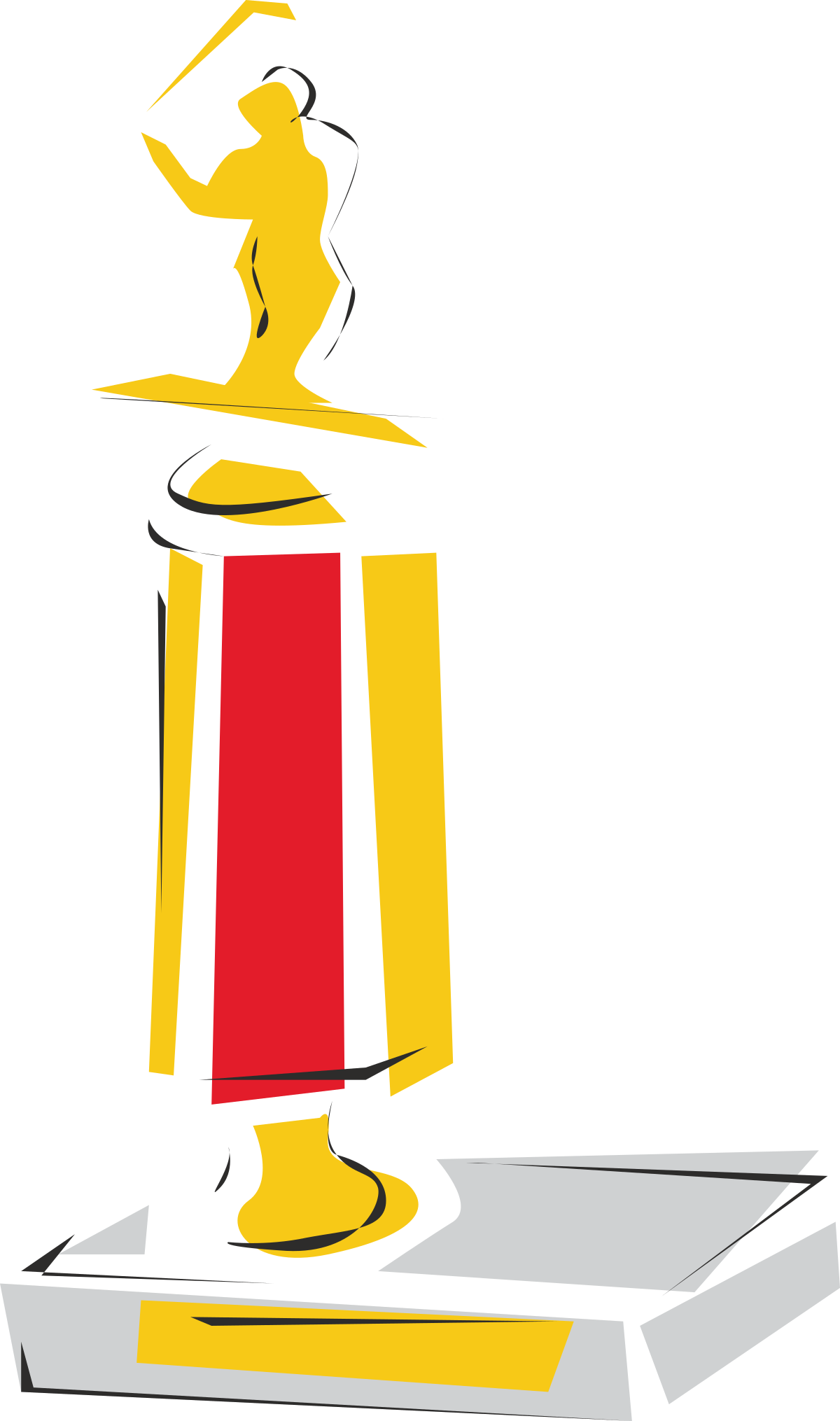 Trophy Clipart with Red and Yellow Ribbon