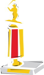 Trophy Clipart with Red and Yellow Ribbon