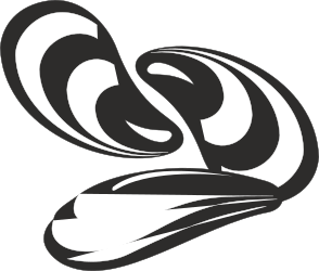 Black and White Logo with Elegant Swirl Design
