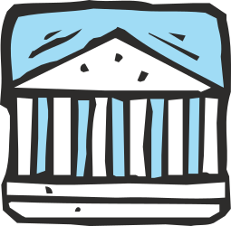 Elegant Building with Columns and Pillars Clipart