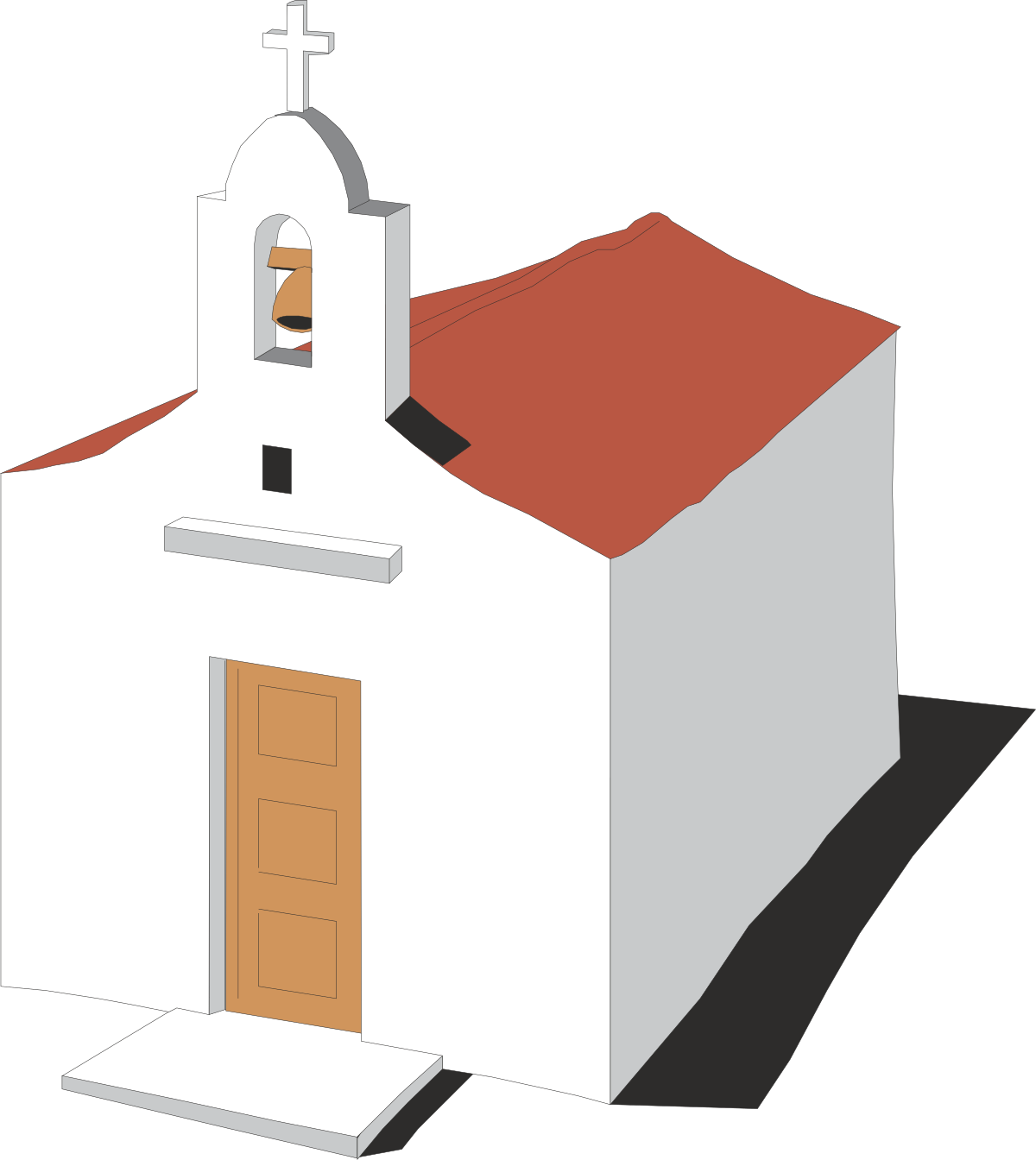 a church with a red roof and a white building clip art png transparent Red Roof Church Clipart - Charming White Building Illustration