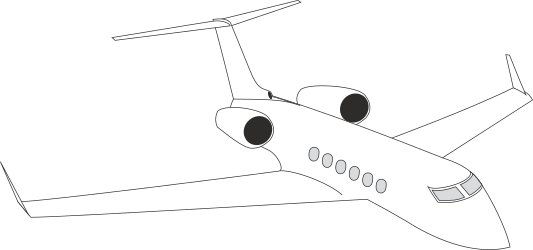 White Airplane Clipart on Black Background