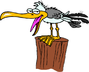 Pink Beak Bird on Stump Clipart - Vibrant Nature Scene