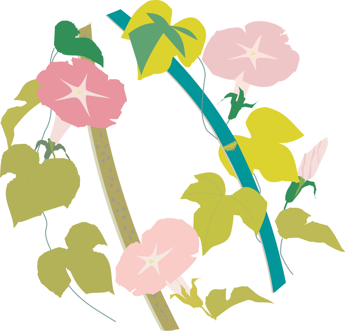 Flower Clipart: Vibrant Floral Design with Lush Green Leaves