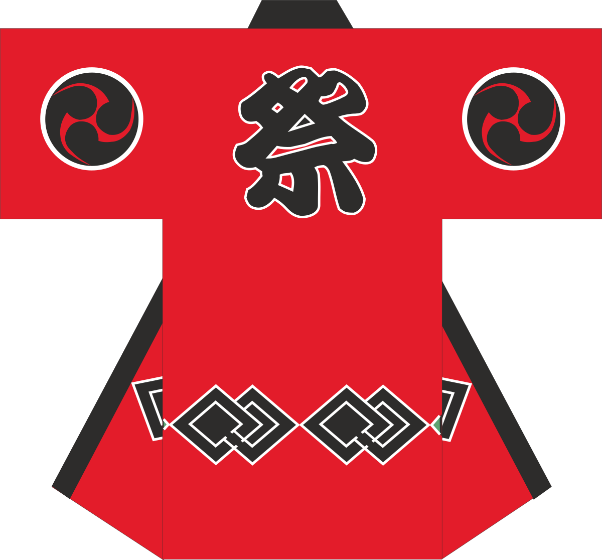 Red and Black Paper Doll Clipart with Chinese Character