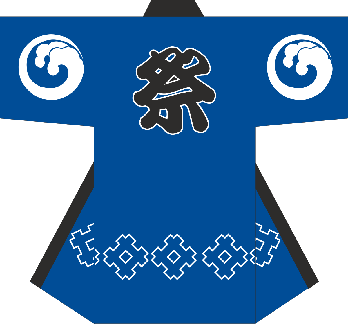 a blue and white paper doll with a black and white design clip art png transparent Blue and White Paper Doll Clipart with Black and White Design