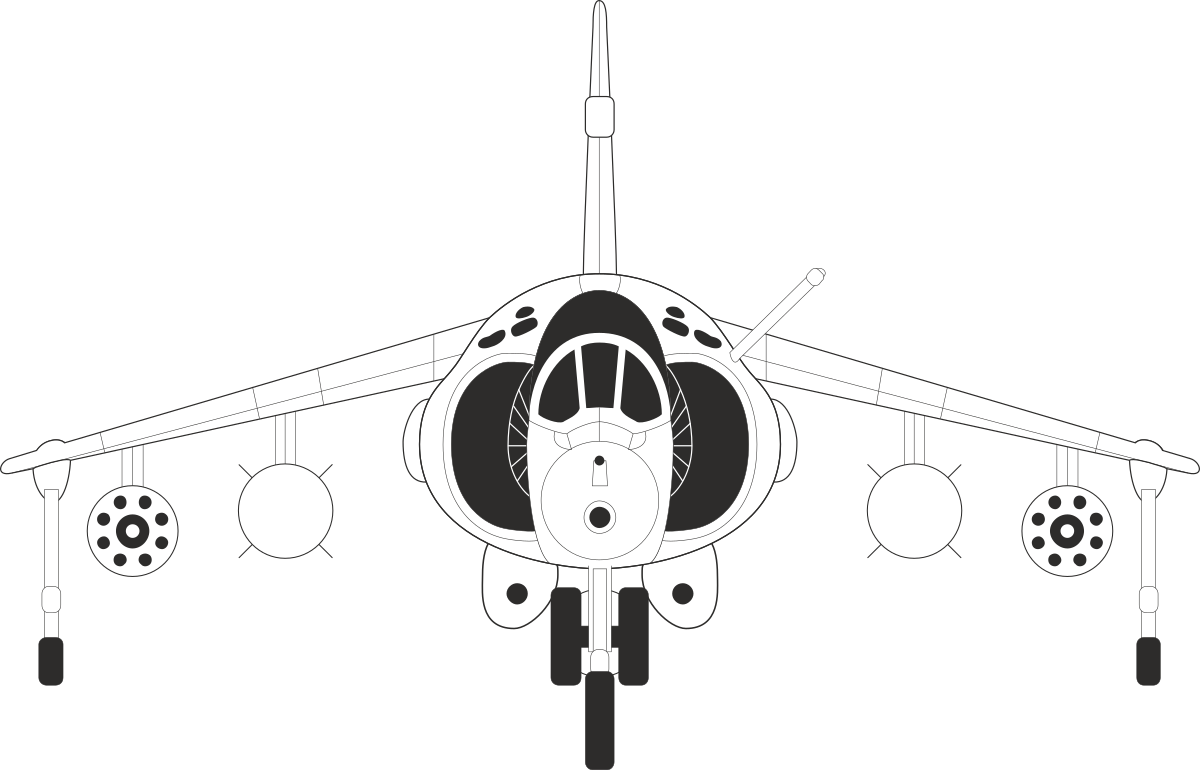 Jet with Four Propellers and Wheels - Dynamic Clipart for Modern Illustrations