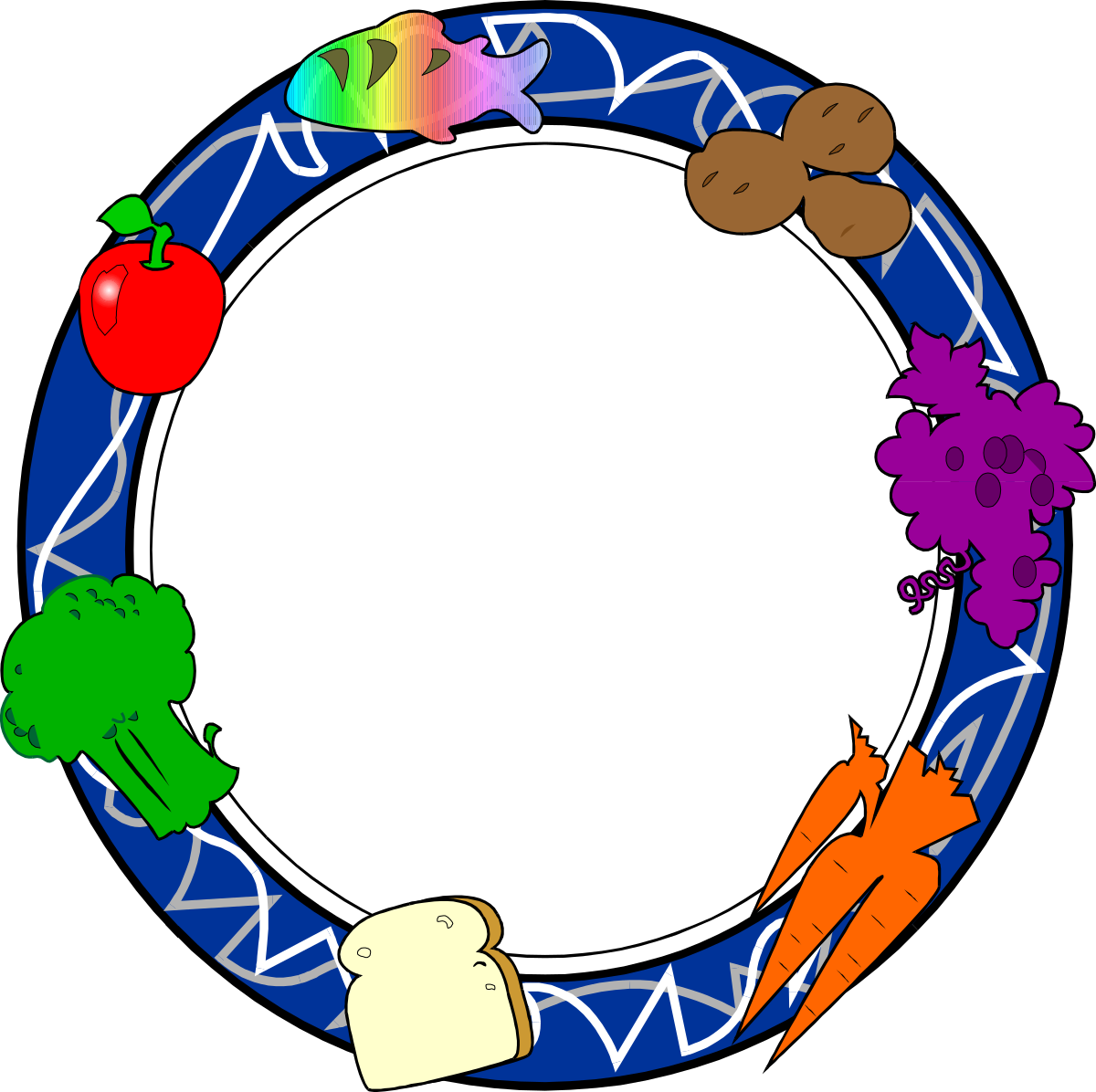 Vibrant Circle of Healthy Fruits and Vegetables Clipart