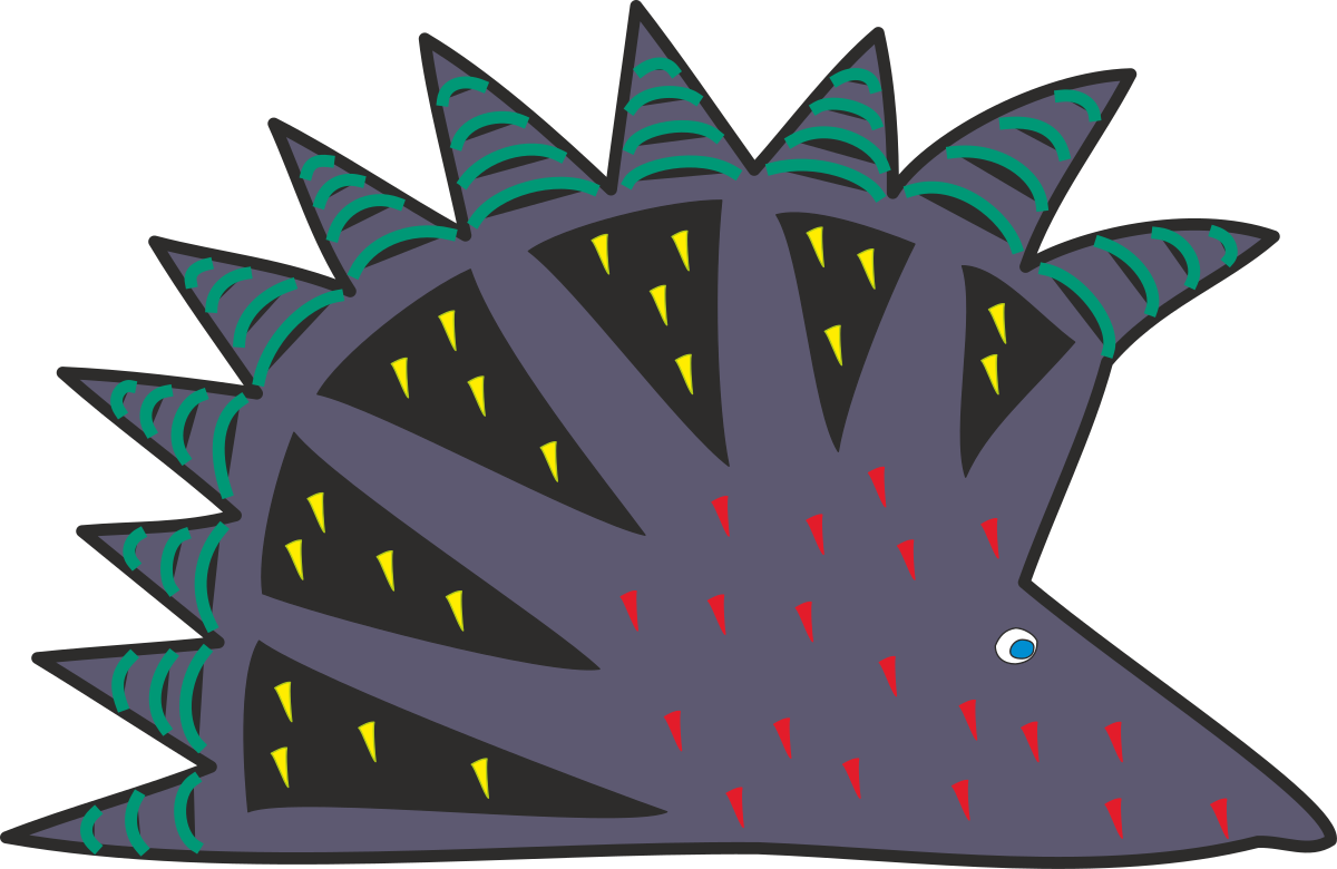 Cartoon Dinosaur Clipart with Spikes and Spikes