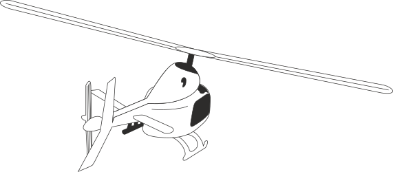 Helicopter Clipart: Black and White Stencil Design