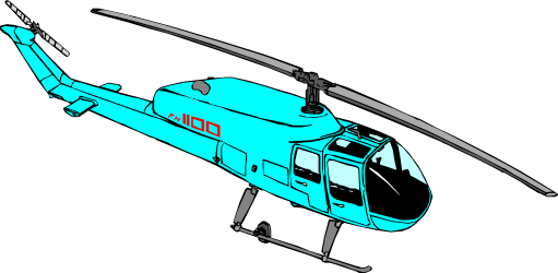 Blue Helicopter Flying in the Sky Clipart