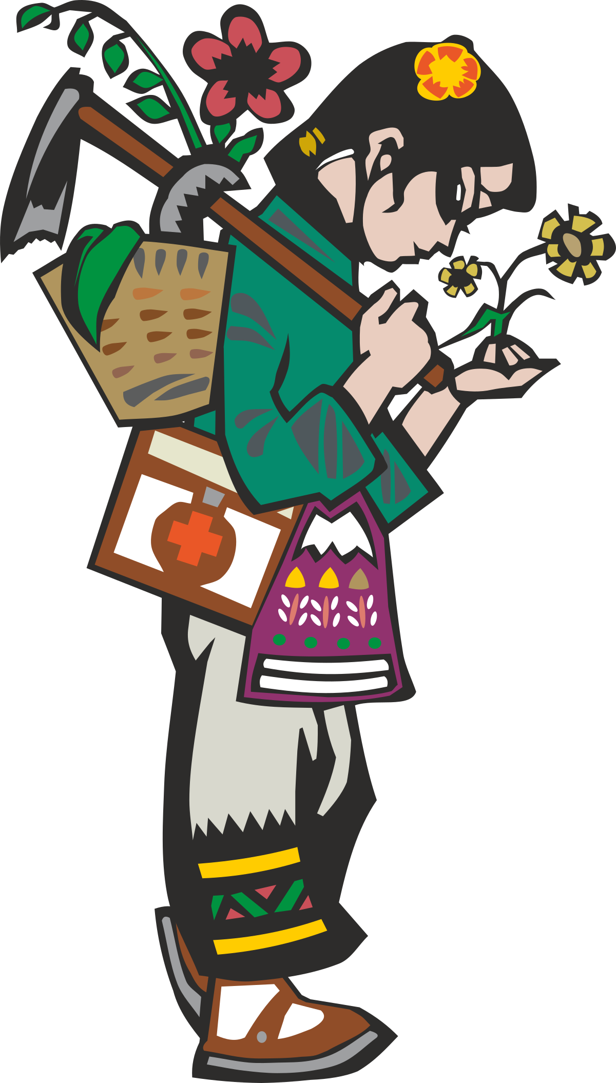 Cartoon Character with Flower Clipart - Fun and Whimsical Designs