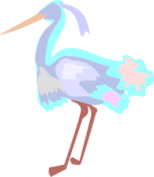 Blue Bird with Long Beak and Neck Clipart - Elegant Avian Illustration