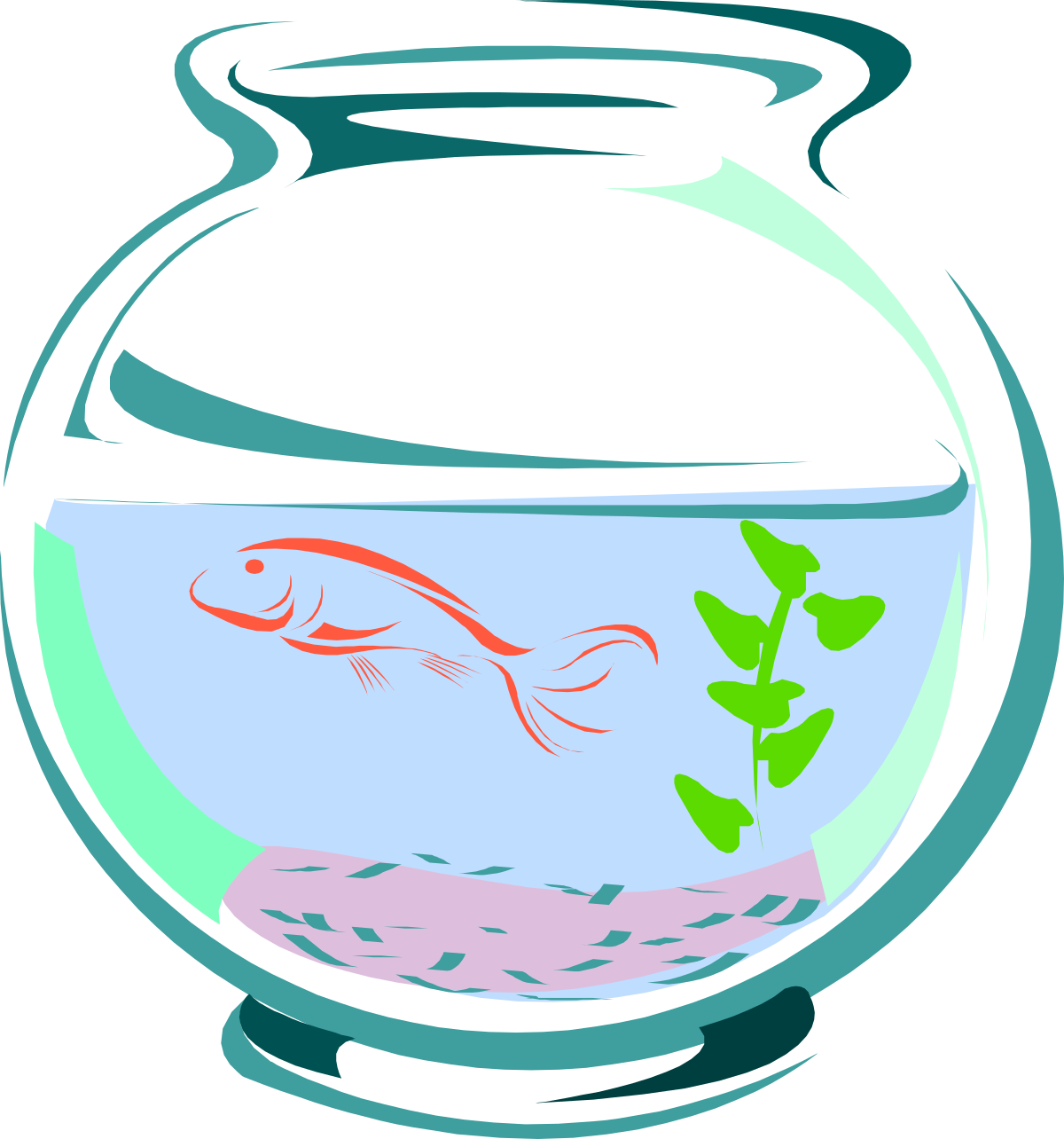 a fish in a bowl with a plant inside clip art png transparent Fish Bowl Clipart Featuring a Lively Plant