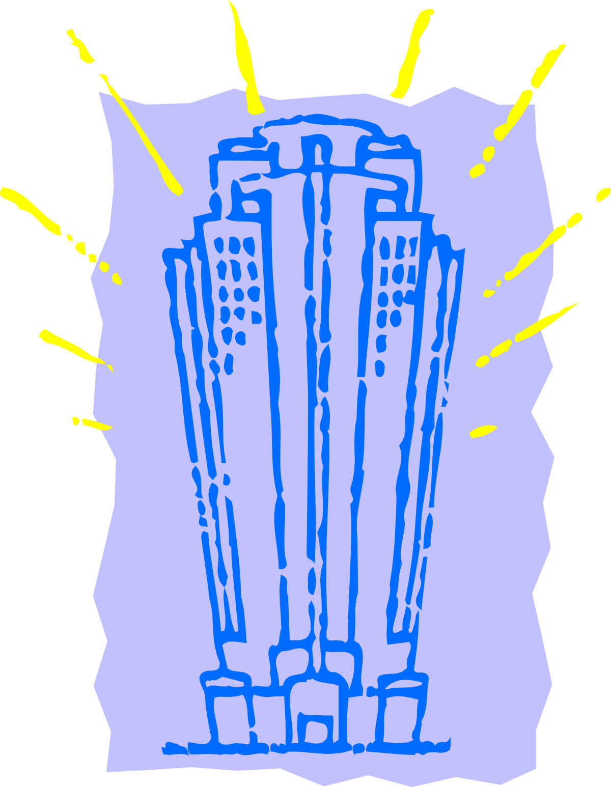 Tall Building Clipart: Vibrant Blue and Yellow Architecture
