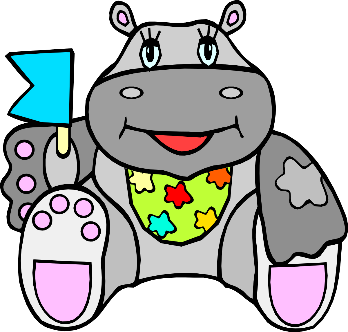 Hippo with Puzzle Piece: Unique Clipart for Fun Designs