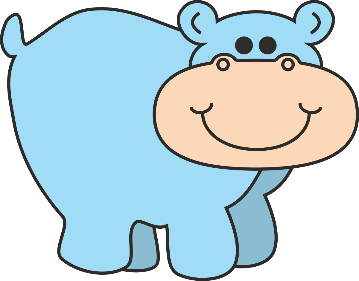 Blue Hippo Clipart with a Cheerful Smile