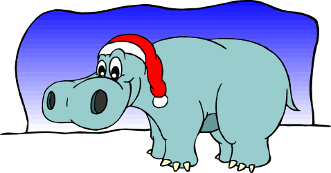 Cartoon Elephant Wearing Santa Hat - Festive Holiday Clipart